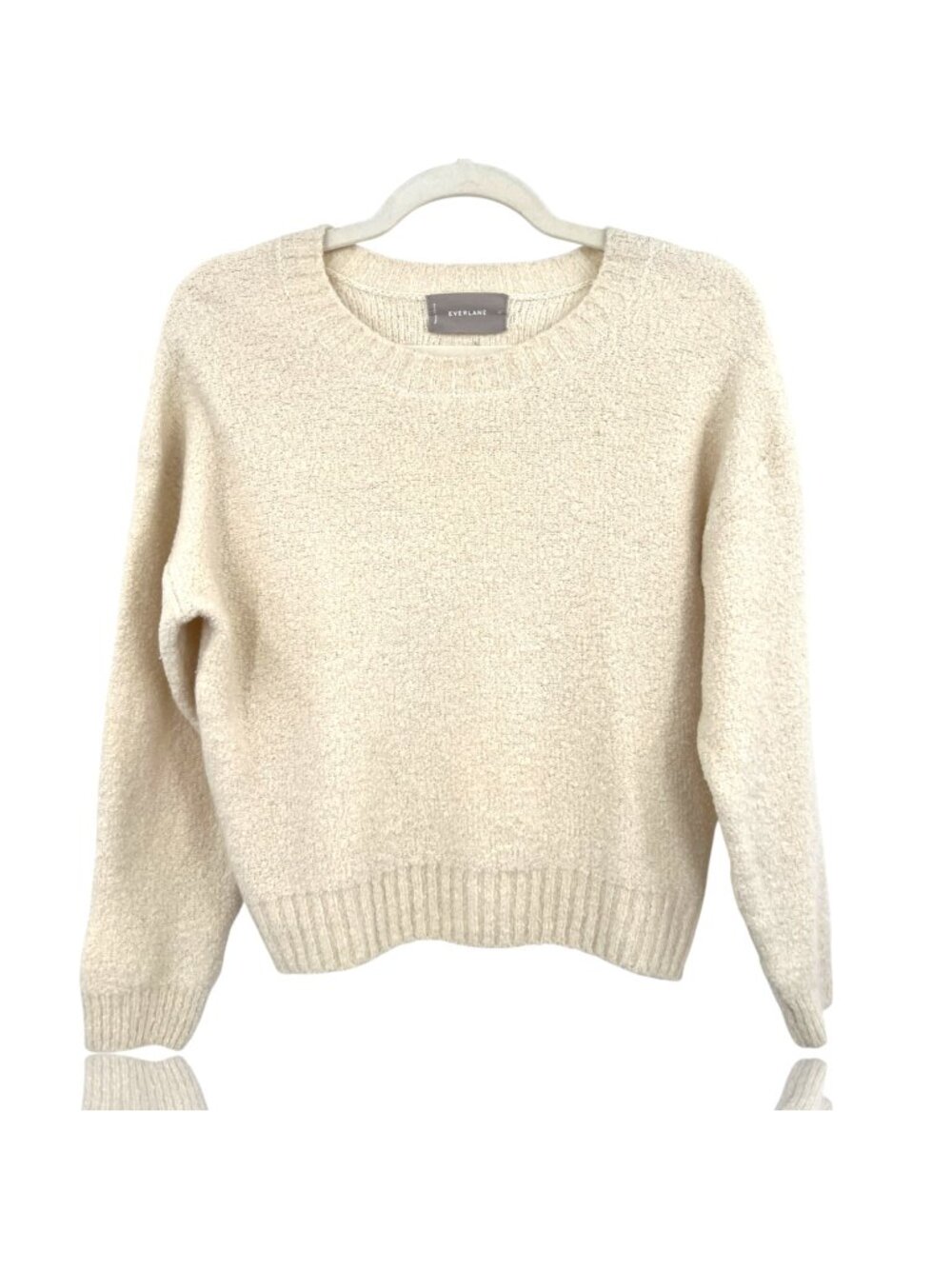 Everlane Cream Wool-Blend Crewneck Sweater Boucle Knit Size Medium Quiet Luxury